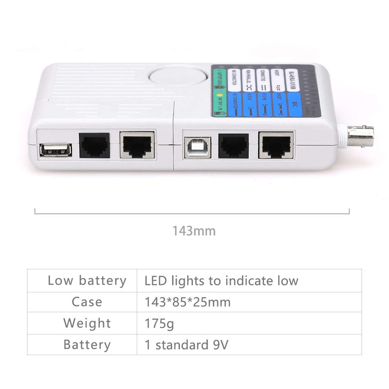 4-in-1 Network Cable Tester Remote RJ11 RJ45 USB BNC Phone Cable Tester Meter
