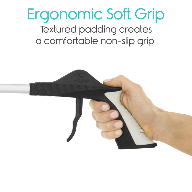 Vive Folding Reacher Grabber 32 Inch - Extra Reach Extender, Heavy Duty Mobility Grip Hand Aid - Extra Long Handled Shelf Tool, Trash Litter Picker, Garbage Garden Nabber Handle, Disabled Handicap Arm 1