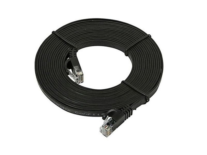 Monoprice - 109551 Cat5e Ethernet Patch Cable - Network Internet Cord - RJ45, Flat,Stranded, 350Mhz, UTP, Pure Bare Copper Wire, 30AWG, 14ft, Black