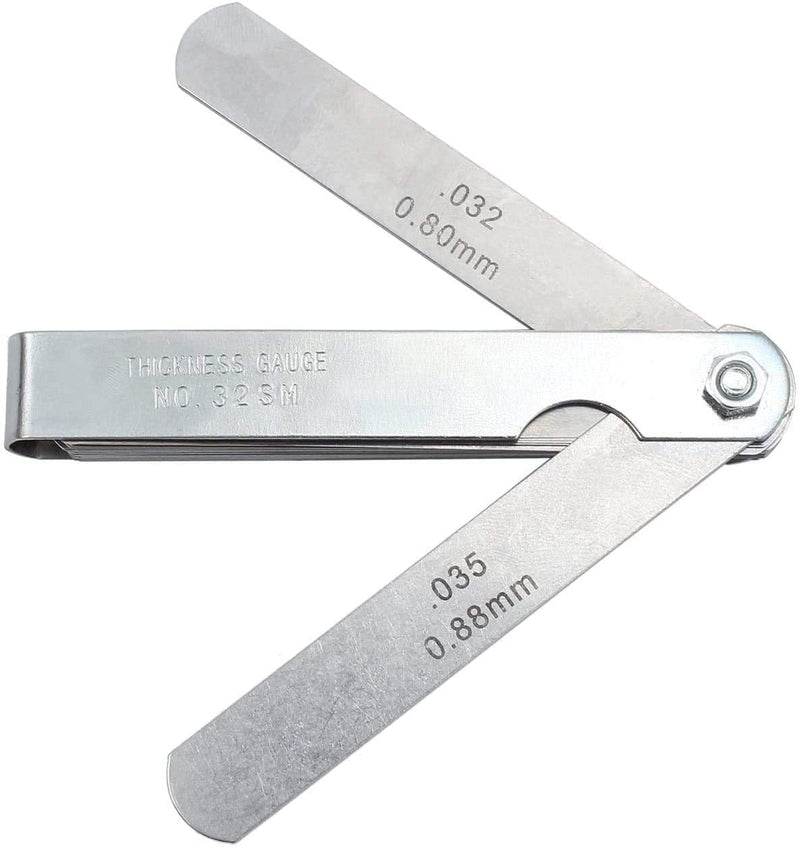 New 2 Pcs 32 Blades Stainless Steel Feeler Gauge Dual Marked Metric and Imperial Gap Measurement Tool - Made In India