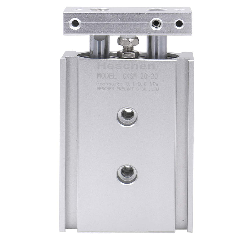 Heschen Double aluminum air cylinder, CXSM 20-20, guide rod plate, double rod guided, pneumatic plain bearing, padded, 20mm bore, 20mm stroke, double acting