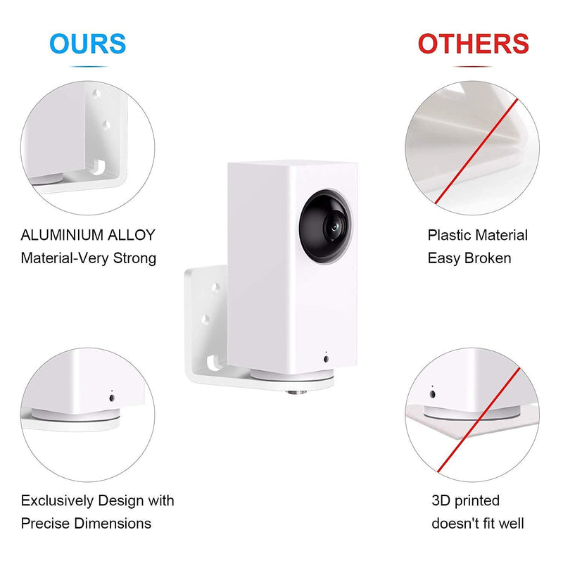 2 Pack Screwless Adhesive Wall Mount Compatible with Wyze Cam Pan, 2 Ways Installation VHB Stick On or Screws- Easy to Install, Full Tilt & Pan Function,No Drilling, No Wall Damage Adhesive Mount WHITE