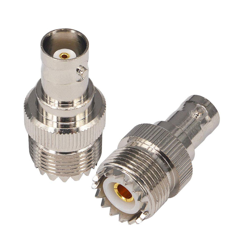 BOOBRIE 2-Pack BNC Female to UHF Female SO-239 BNC to UHF Jack Coax SO239 Connector for Antennas, Wireless LAN Devices, CCTV, Wi-Fi Radios External Antenna