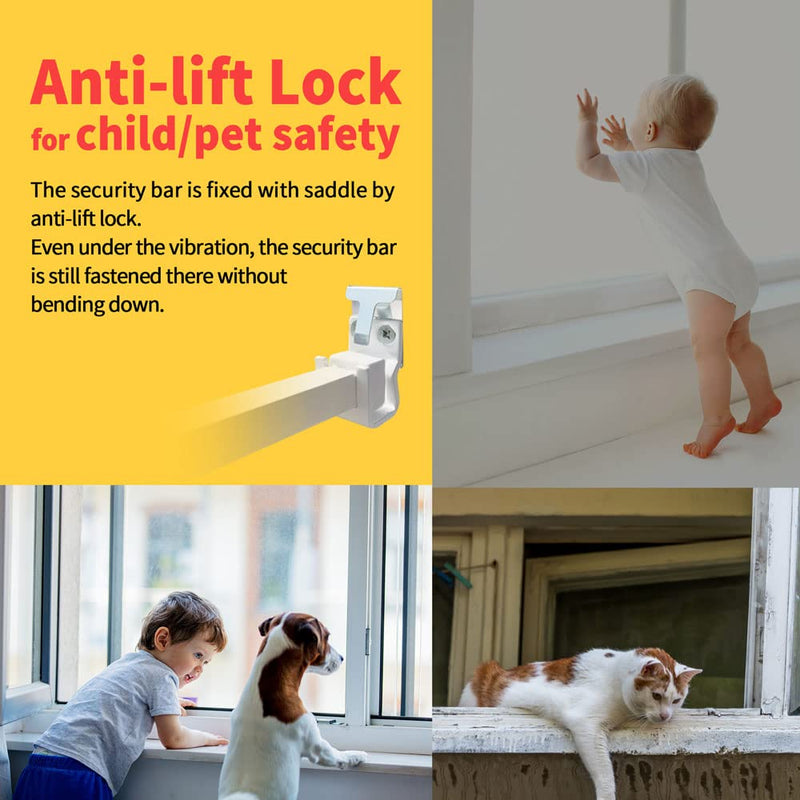 Greatim GT-DB004 Home Security Window Bar, Egress Window Lock, Vertical Bar for Window Dowel Security (15.7~26.75 inch) 15.7~26.75 inch