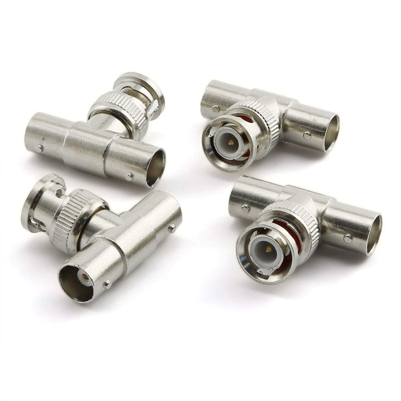 RuiLing 10pcs BNC Male to Double BNC Female Adapter Coaxial Surveillance Equipment for CCTV Camera,T-Shape 3 Way Splitter Adapter Connector