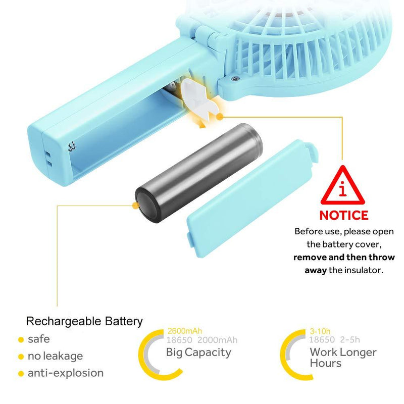 Mini Handheld Fan, EasyAcc Personal Cooling Fan Lifetime Warranty Personal Battery Fan USB Desk Fan Small Folding Portable Table Fan Rechargeablefor Travel Office Room Household Green 2600mAh Battery