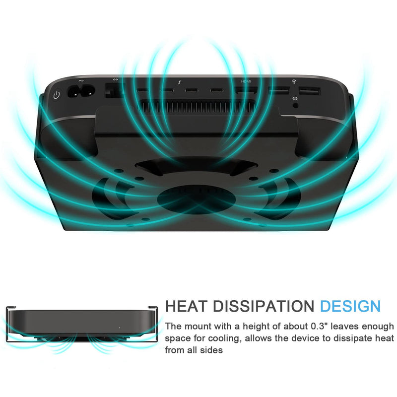 IFCASE Mac Mini M2 Mount, Heat Dissipation Design Anti-Scratch Behind Monitor, Under Desk, Wall Mount Stand for Mac Mini 2011 to 2023 M2 Pro, Compatible with VESA Hole (Black) Black