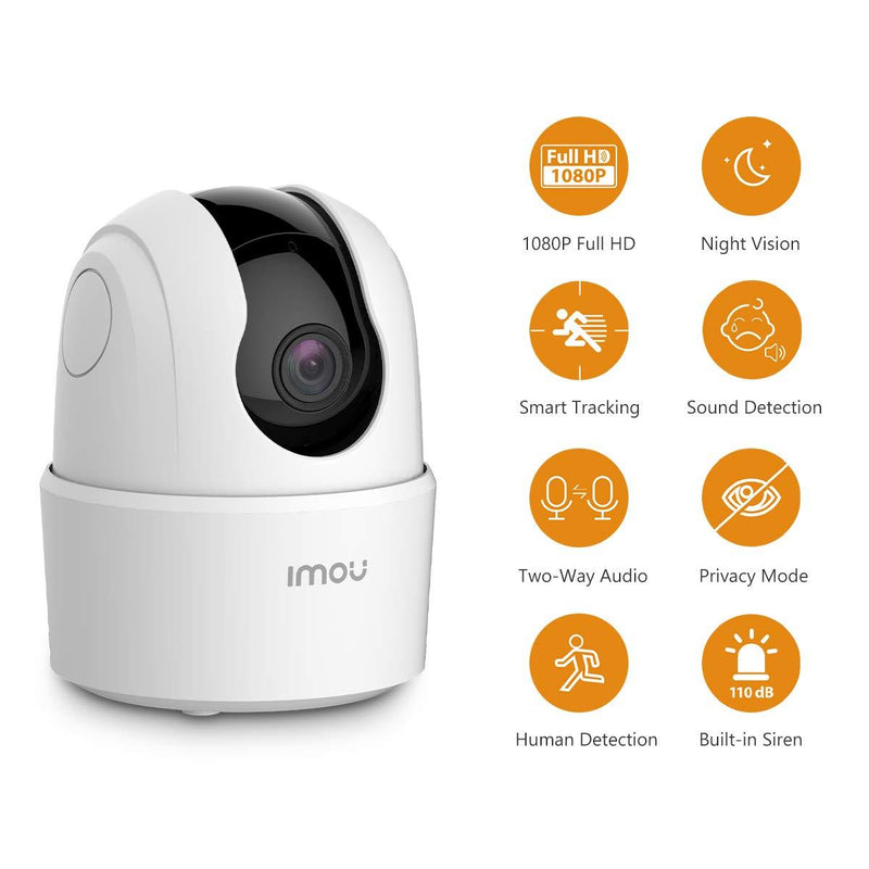 Indoor Security Camera 1080p WiFi Camera (2.4G Only) 360 Degree Home Camera with App, Night Vision, 2-Way Audio, Human Detection, Motion Tracking, Sound Detection, Local & Cloud Storage