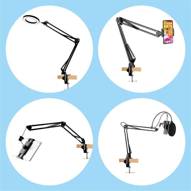 Desk lamp Clamp: 2PACK 1/2 Enlarge Hole Replacement C Clamp for Desk Light,Magnifying Glass with Light,Table Mic Stand,Mic Arm Desk Mount,Swing Arm Phone Holder,for Home Office Work Task (M Black) M Black
