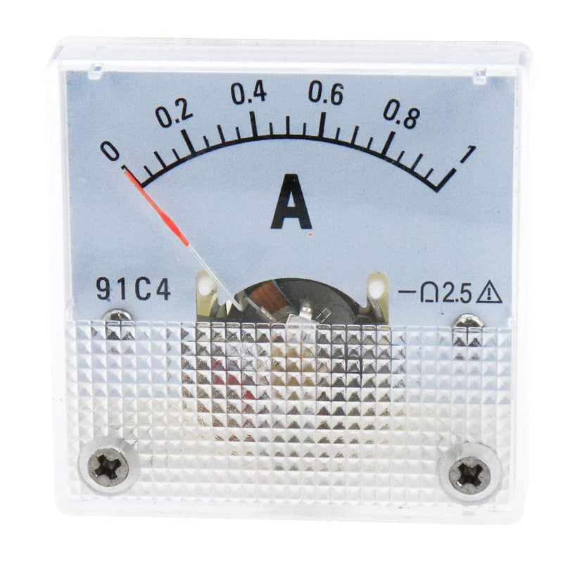 Bitray DC 0-1A 91C4-A Ampmeter Analog Amp Gauge Meter Current Panel Meter Ammeter Gauge for Auto Circuit Measurement Tester, 2 PCS