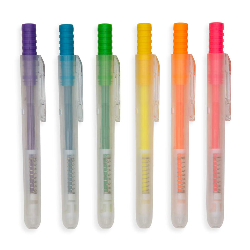 Neon Click Retractable Highlighters, Set of 6- Scented Neon Click Retractable Highlighters