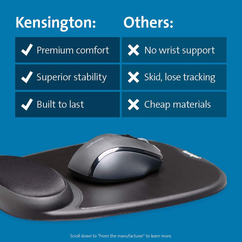 Kensington Comfort Gel Mouse Pad with Wrist Rest - Black (K62386AM)