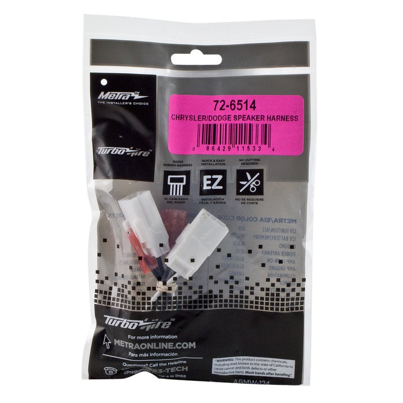 Metra 72-6514 Speaker Harness for Select Chrysler/Dodge Vehicles Standard Packaging