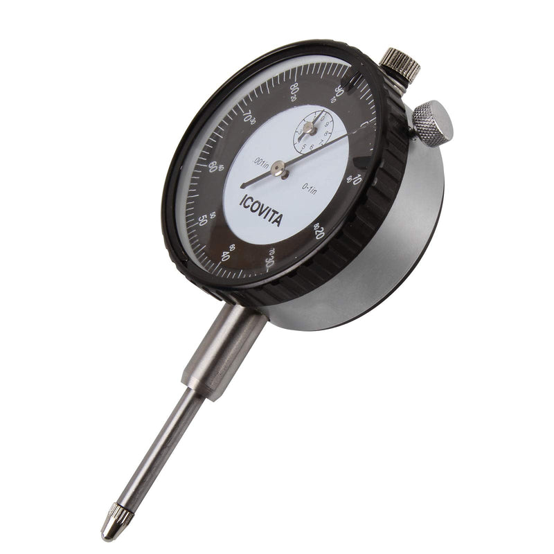 ICOVITA Dial Test Indicator Black Dial 0-100 Reading 0-1" Range 0.001" Graduations