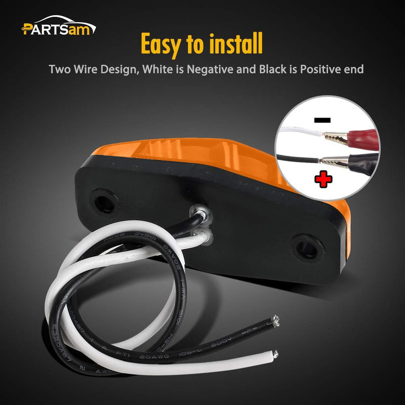 Partsam Universal Red/Amber Surface Mount LED Side Fender Marker Lights, Sealed Mini LED Side Marker Clearance Identification Lights, 2 Wire, 2 Diodes, 2.54 x 1.06 (Pack of 8)