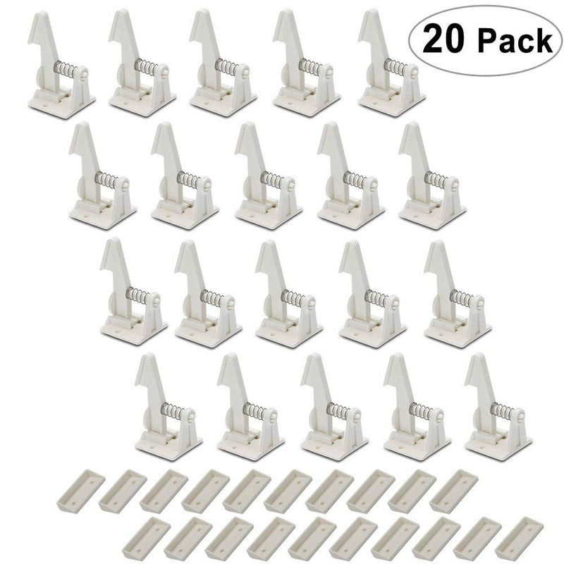 20 Pack Cabinet Locks Child Safety Latches - Vmaisi Baby Proofing Cabinets Drawers Lock - Upgraded Stronger Adhesive Easy Installation - No Drilling