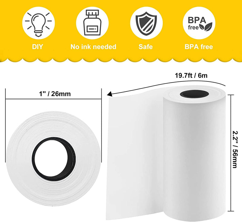 10 Rolls Camera Paper for Kidizoom Print Camera Paper Refill, 2.2x1 Inch Camera Print Paper Compatible with VTech/Kidizoom/Dragon Touch Camera Refill Paper Kit for Most Kids Instant Camera