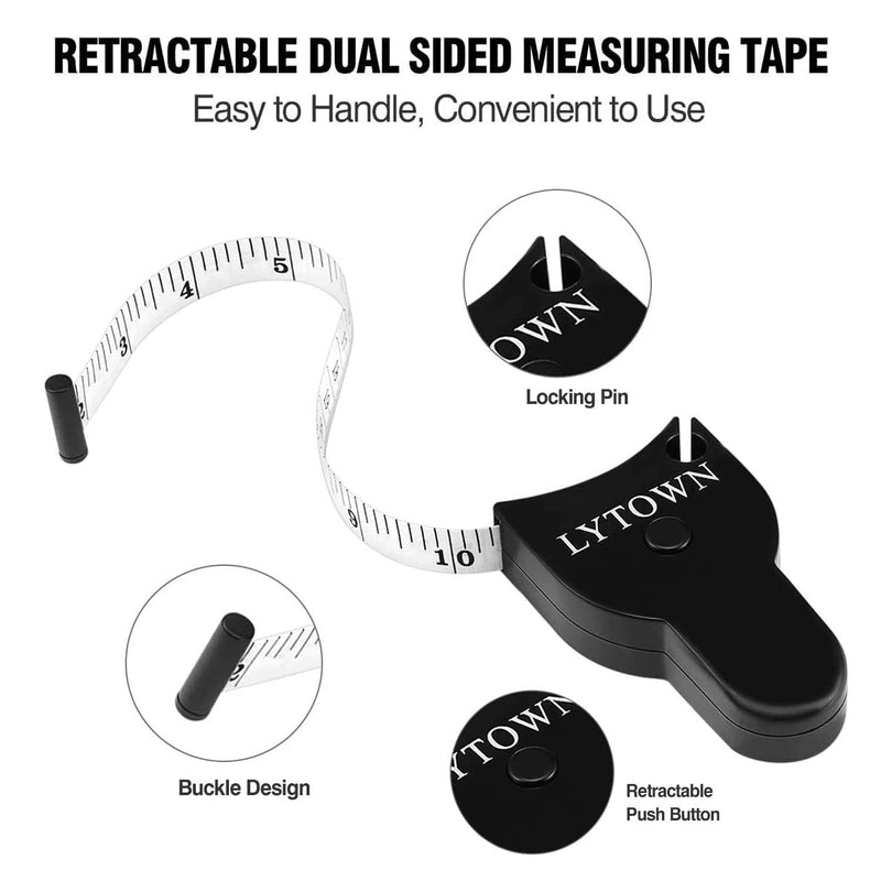 2PCS Tape Measure Body Measuring Tape 60inch (150cm), Retractable Measuring Tape for Body Measurement & Weight Loss, Accurate Body Tape Measure for Fitness, Tailor, Sewing, Handcrafts, Clothes Black