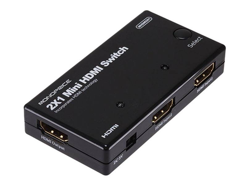 Monoprice 108150 Mini HDMI Switch with Optional Power Output Black