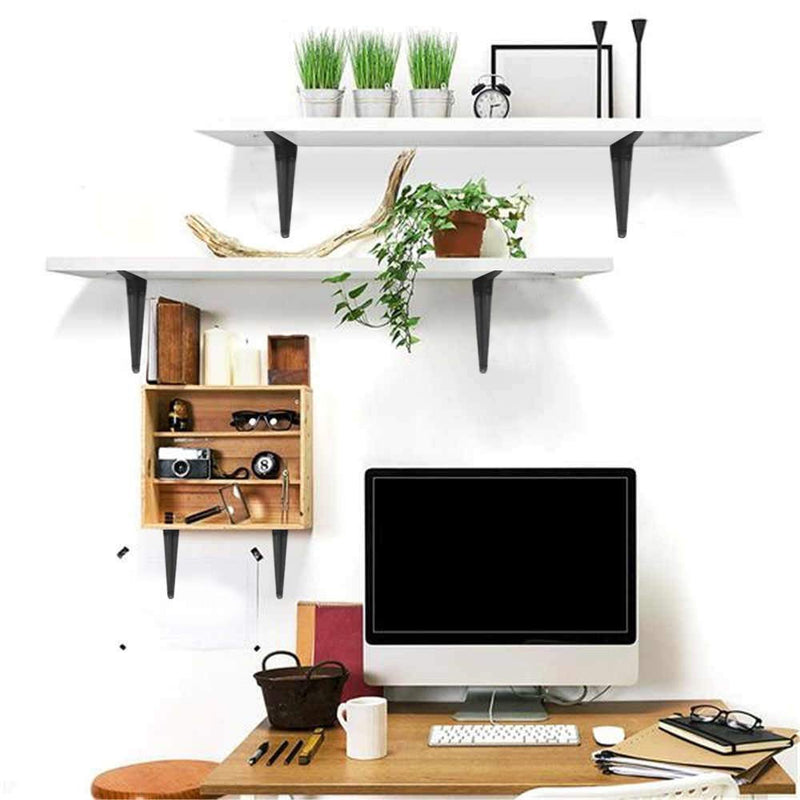 20 Pack Shelf Brackets 4 x 3 Inch, Heavy Duty Black Metal Floating Shelf Bracket, Rustic Farmhouse Decorative Iron L Bracket, J Brackets Wall Angel Corner Brace for Wood Shelves 4 x 3 inch- 20 Pack