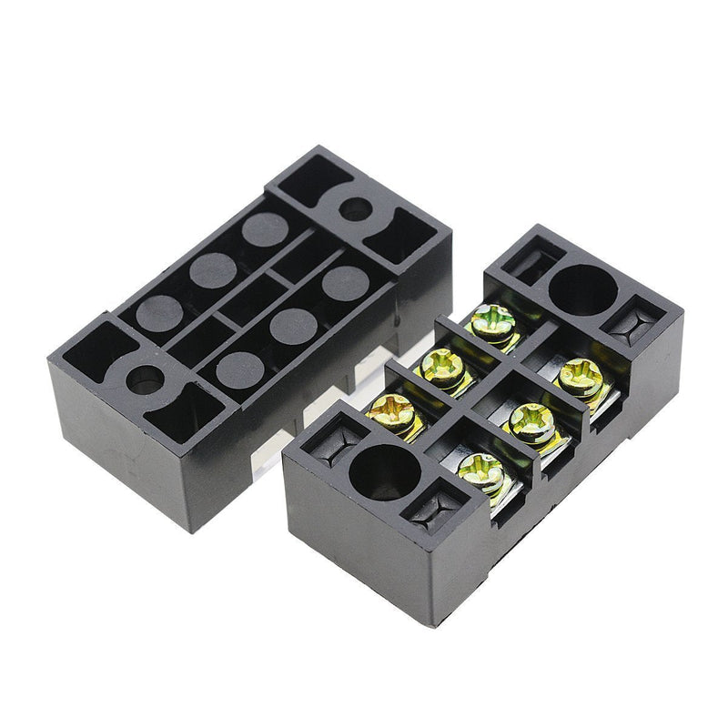 Luomorgo TB-1503 3 Position Double Row Screw Terminal Strip and 600V 15A Double Rows Covered Barrier Screw 10pcs