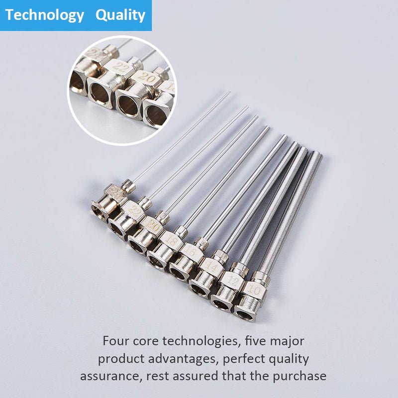 BENECREAT 16PCS 1.5 Inch Stainless Steel Dispensing Needle Tip Blunt Syringe Needle with Luer Lock for Refilling Adhesive Syringes, 10/12/14/16/18/20/22/24G