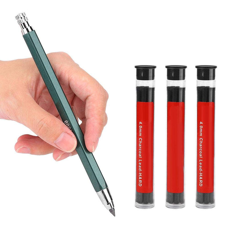 Mechanical Pencil with 3 CasesRefills, 4.0mm Black Refills for Draft Drawing, Carpenter Writing, Crafting, Art Sketching