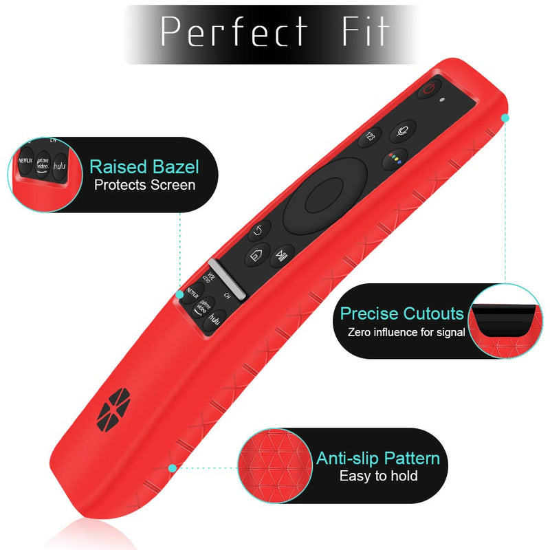 Protective Case Covers for Samsung Class Crystal 4K UHD HDR Smart TV Remote Controller of BN59 Series,[Thicken Layer] Shockproof Samsung Remote Battery Back Cover Skin Holder Sleeve Protector-Red Red