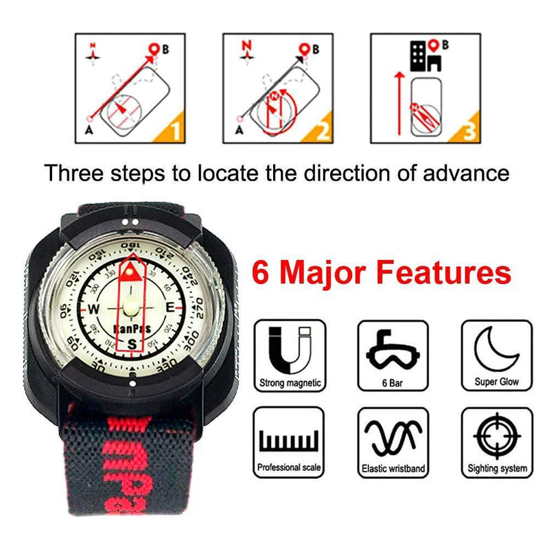 Diving Sighting Wrist Compass for Outdoor Orienteering Mountaineering Hiking