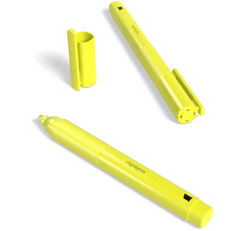 1InTheOffice Pocket Highlighter with Grip, Chisel Tip, Yellow, Dozen 12/Pack