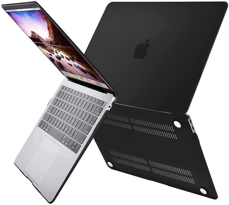 MOSISO Compatible with MacBook Air 13 inch Case 2020 2019 2018 Release A2337 M1 A2179 A1932 Retina Display with Touch ID, Protective Plastic Hard Shell Case & Keyboard Cover Skin, Black