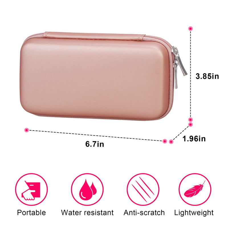 Elonbo Carrying Case for Apple MagSafe Charger Battery Pack, Hard Travel Organize Bag for Mag Safe Magnetic Power Bank for iPhone 13/13 Pro, Extra Mesh Pocket Fits Power Adapter Cable, Rose Gold