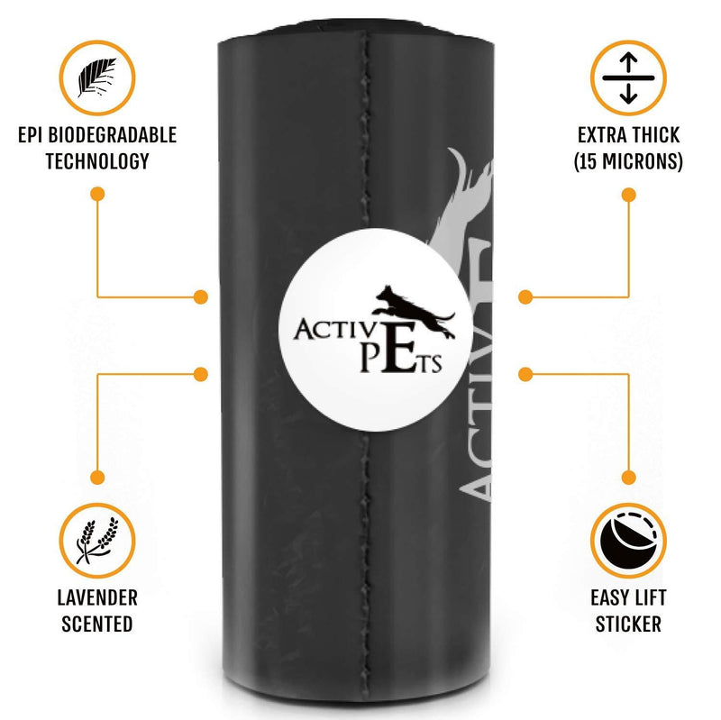 Active Pets Dog Poop Bag Dispenser For Poop Bags Fits Any Leash, Dog Poop Bag Holder For Dog Bags, Includes 60 Doggie Bags For Poop, Poop Bag Holder For Leash for dog bags for poop With 4 Poop Rolls 1 Dispenser, 4 Rolls Black