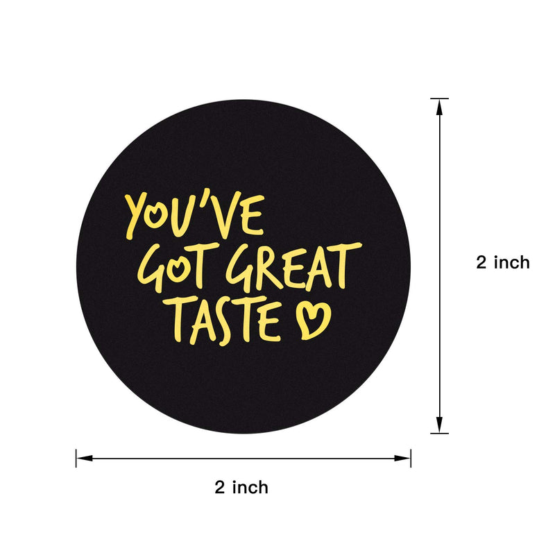 WRAPAHOLIC You've Got Great Taste Stickers - Black Background Gold Foil Business Thank You Stickers, Shipping Stickers - 2 x 2 Inch 500 Total Labels Black 2