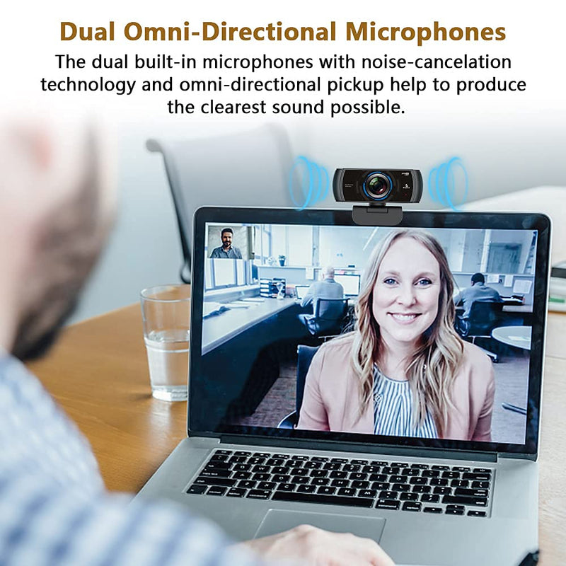 1080P 60FPS Webcam with Microphone and Software Control, 2021 NexiGo N980P USB Computer Camera, Built-in Dual Noise Reduction Mics, 120° Wide-Angle for Zoom/Skype/FaceTime/Teams, PC Mac Laptop Desktop