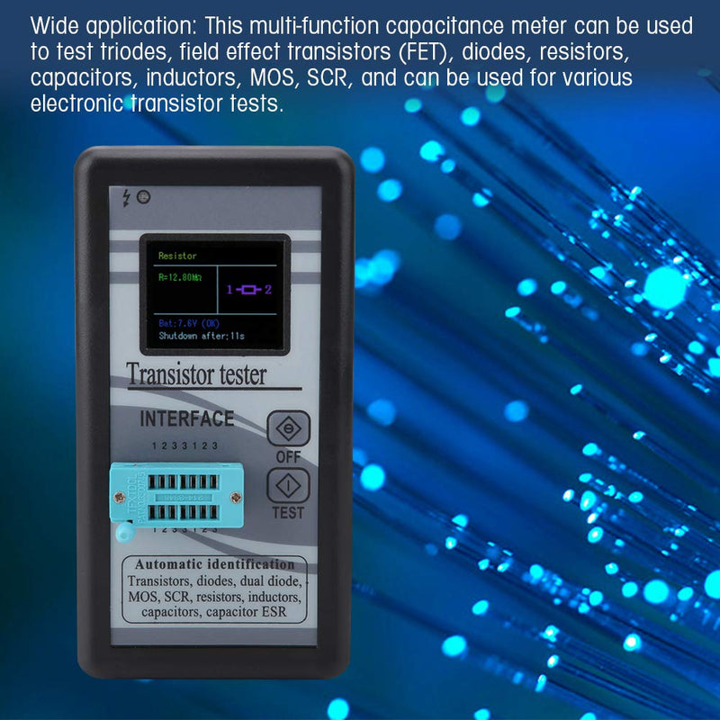 Transistor Tester, M328 Multi-Functional LCD Display Digital Transistor Tester 0.5Ω - 50MΩ Used to Test triodes, Field Effect Transistors (FET), Diodes, Resistors