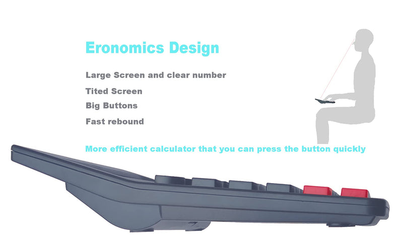 Calculator, CANUO Big Size Handheld Desk Calculator with 12 Digit Large LCD Display Big Sensitive Button (Black, Pack of 2)