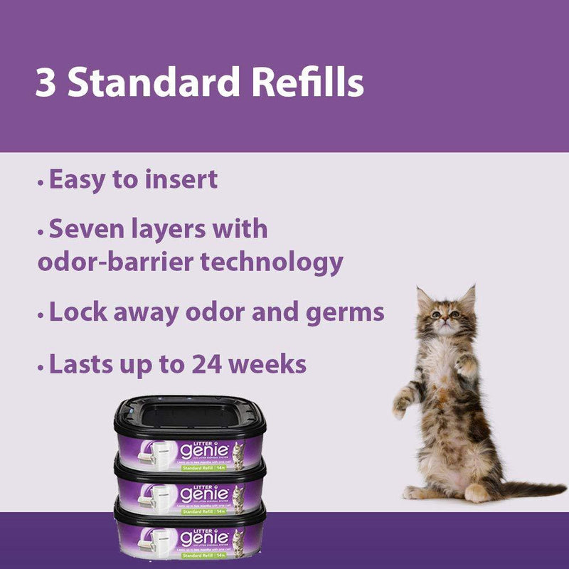 Litter Genie Standard Cat Litter Disposal System Refills (Pack of 3) 3 Count (Pack of 1)