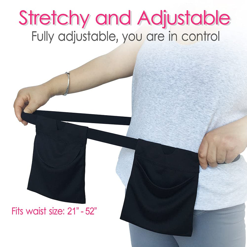 Drain Pouch Holder Adjustable Mastectomy Drainage Pockets Belt for Breast Cancer Surgery Reconstruction Post-Mastectomy JP Drain Bulbs Tummy Tuck Recovery Black Drain Pouch