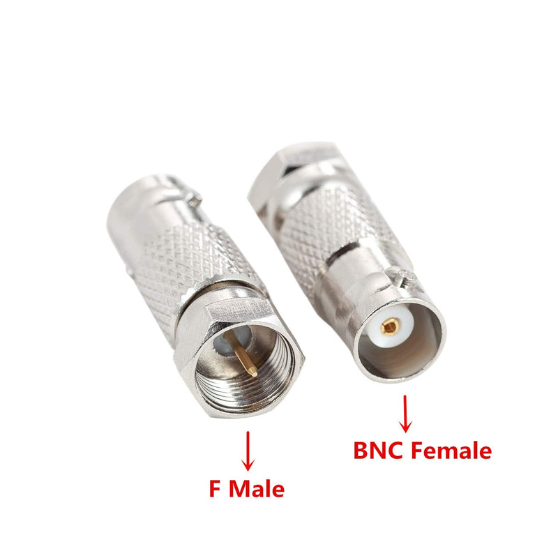 BNC to F Type Adapter, 2-Pack RFAdapter F Male to BNC Female Adapter Coax Connector for RF Radio Antenna and Video Applications