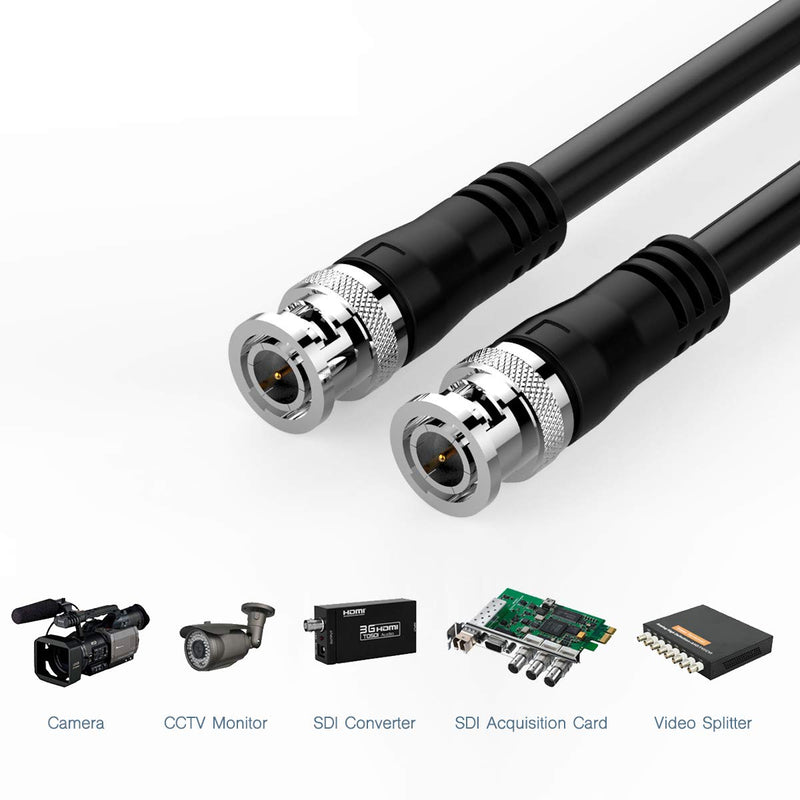 SDI Cable 25ft, Furui HD-SDI Cable 3G 75 Ohm Coax Cable 75-5 BNC to BNC Cable Copper Connectors Anti Oxidant 1080P for Video Security Camera CCTV Systems 25Feet