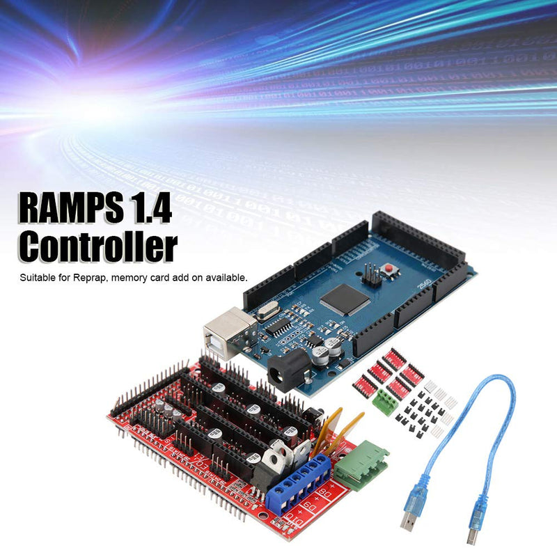 3D Printer Controller DIY Kit, RAMPS 1.4 + 2560 R3 Board + 5pcs A4988 Stepper Motor Driver & Heatsink for Arduino RepRap