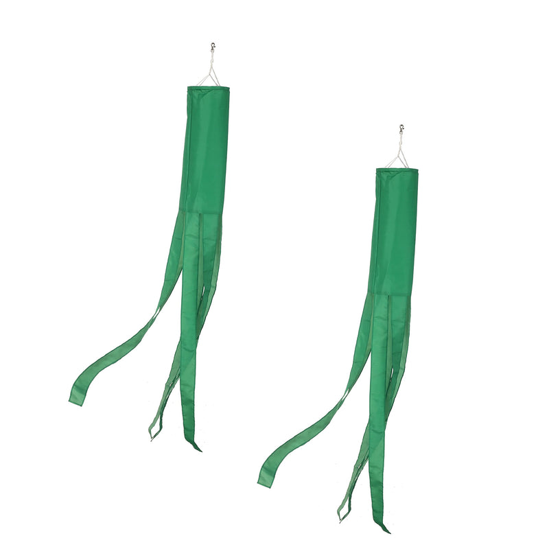 MSFHHA Green Flag WindSock Solid Color 2 Pack Stripes Wind Socks for Yard and Garden Flag, 60 inch Green windsock