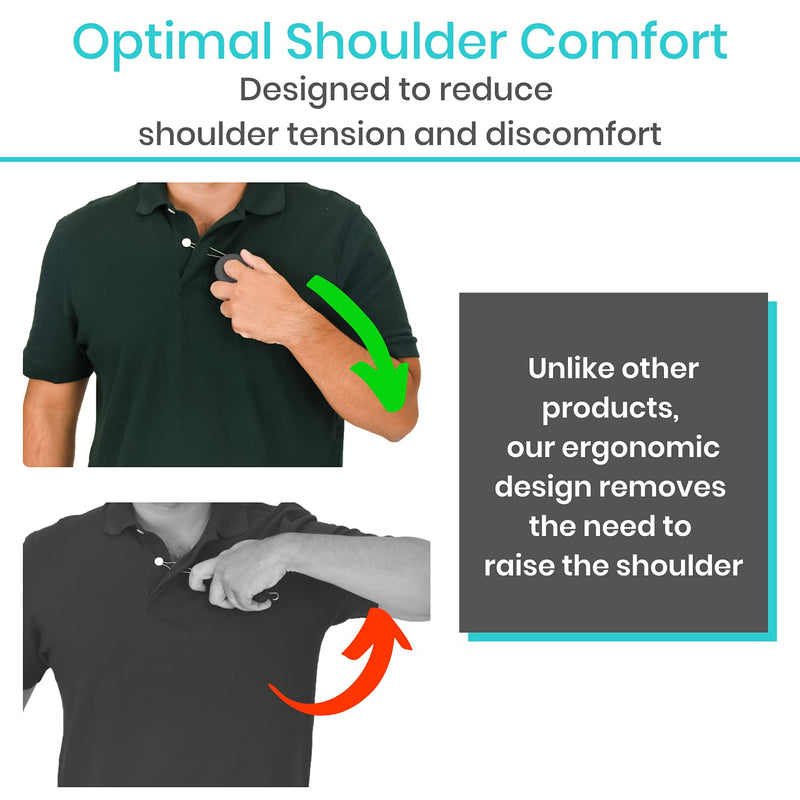Button Hook Model V by Vive - Button Hook Tool and Dressing Aid Assist - Ergonomic Finger Hole Grip and Zipper Puller - for People with Limited Dexterity, Parkinsons, Arthritis, Disabilities Black