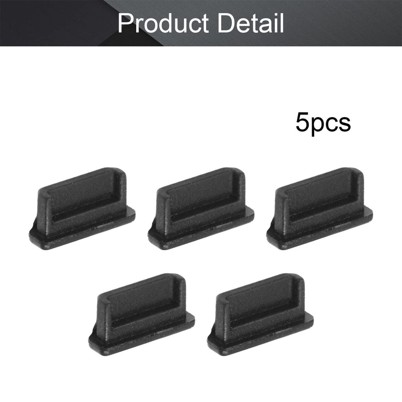 Fielect 5Pcs Silicone Mini-HDMI Anti Dust Cover Plugs Silicone Protector Stopper Cap Black for Female Port Black for TV, Computer, 11.5 x 5.5 x 4mm