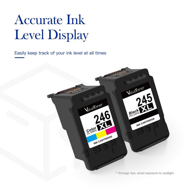 Valuetoner Remanufactured Ink Cartridge Replacement for Canon Pg-245Xl Cl-246Xl PG-243 CL-244 to use with Pixma MX492 MX490 MG2420 MG2520 MG2522 MG2920 MG2922 MG3022 MG3029 (2-Pack)