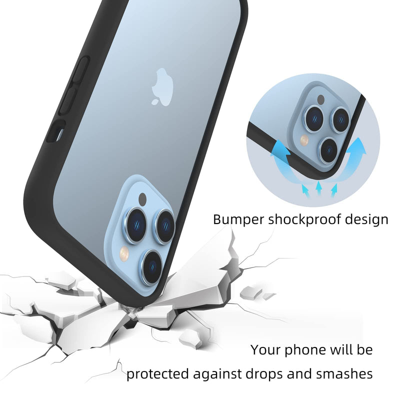 K TOMOTO Compatible iPhone 13/13 Pro Bumper Case (6.1 Inch), Liquid Silicone Bumper Case [Shock-Absorb] [Raised Edge Protection] [Drop Protection] [Silky and Soft Touch] Frame Bumper Case, Black