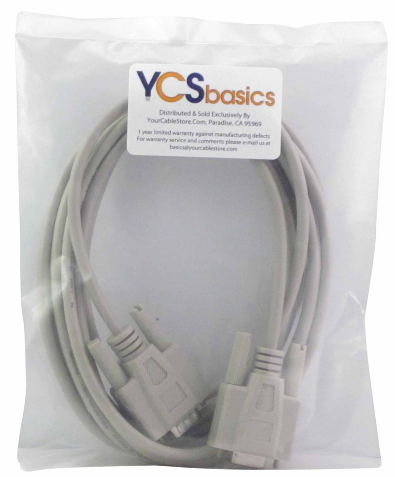 YCS Basics 10 Foot DB9 9 Pin Serial / RS232 Male/Female Extension Cable 010 Ft
