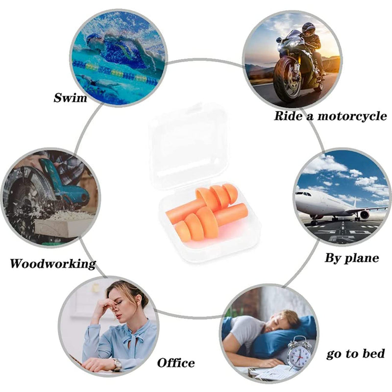 Earplugs for Sleeping Noise Cancelling Reusable Silicone Ear Plugs Suitable for Swimming Travel Snoring Airplanes Study Work Noisy Places（8Pairs） 8