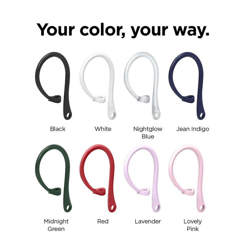 elago Ear Hooks Designed for Apple AirPods Pro and Designed for AirPods 1 & 2, Ergonomic Design, Durable TPU Construction, Full Access (White) [US Patent Registered] White